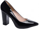 Sapato Scarpin Salto Quadrado Verniz Preto