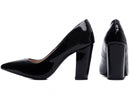 Sapato Scarpin Salto Quadrado Verniz Preto