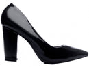 Sapato Scarpin Salto Quadrado Verniz Preto