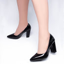 Sapato Scarpin Salto Quadrado Verniz Preto